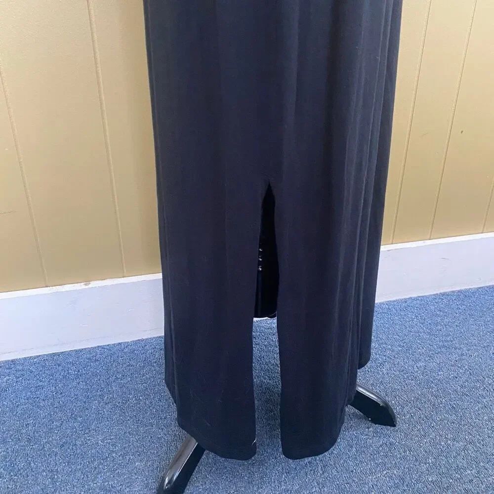 Sonoma women M cotton blend v-cut maxi dress w/wooden beading & side slits black - Picture 6 of 10